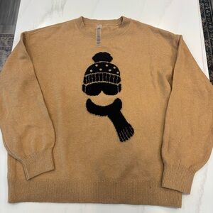 Lou & Grey Womens Tan Chill Out Ski Graphic Pull Over Sweater Large